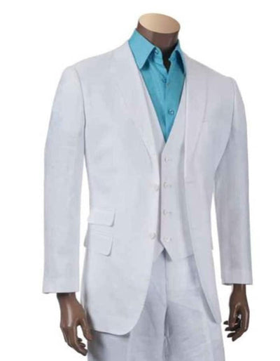 Linen Suit - Mens Summer Suits in  White Color - Beach  Wedding 1 ZM-4391  - from alligatorwarehouse.com