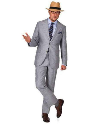 Linen Suit - Mens Summer Suits Grey   Color - Beach Wedding 1 0I-0629  - from alligatorwarehouse.com
