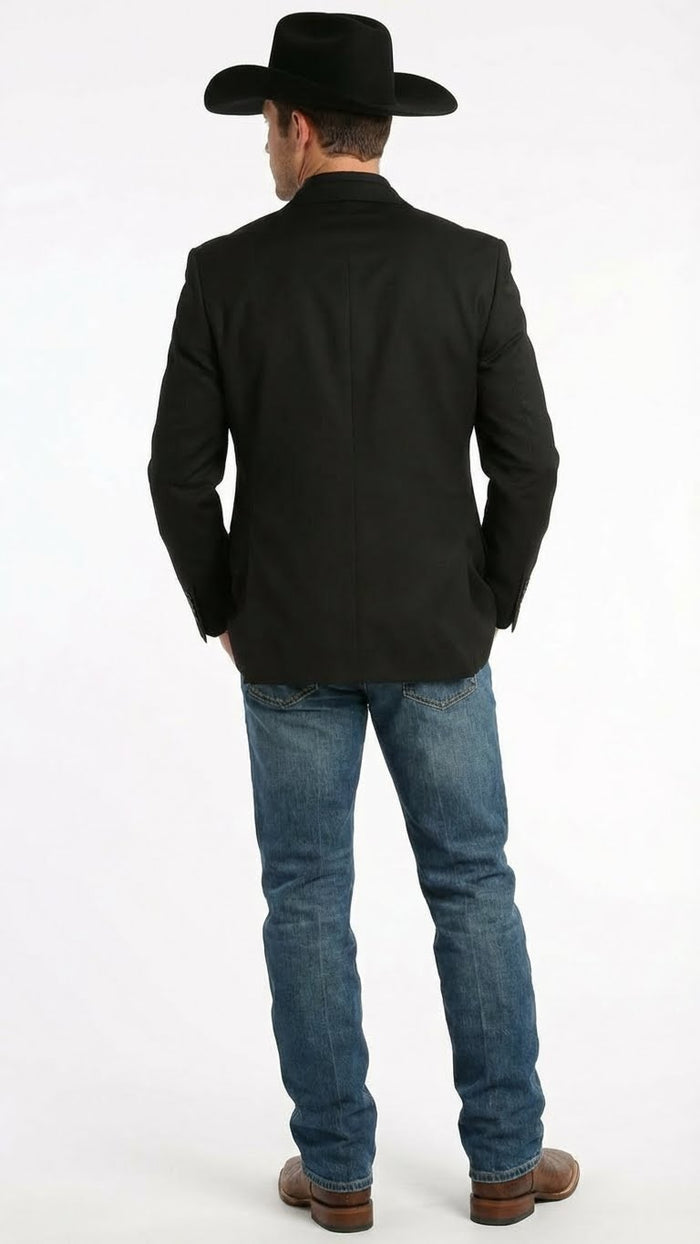 Men’s Black Western Blazer Jacket, Classic Cowboy Style Sport Coat for Casual Formal Wear