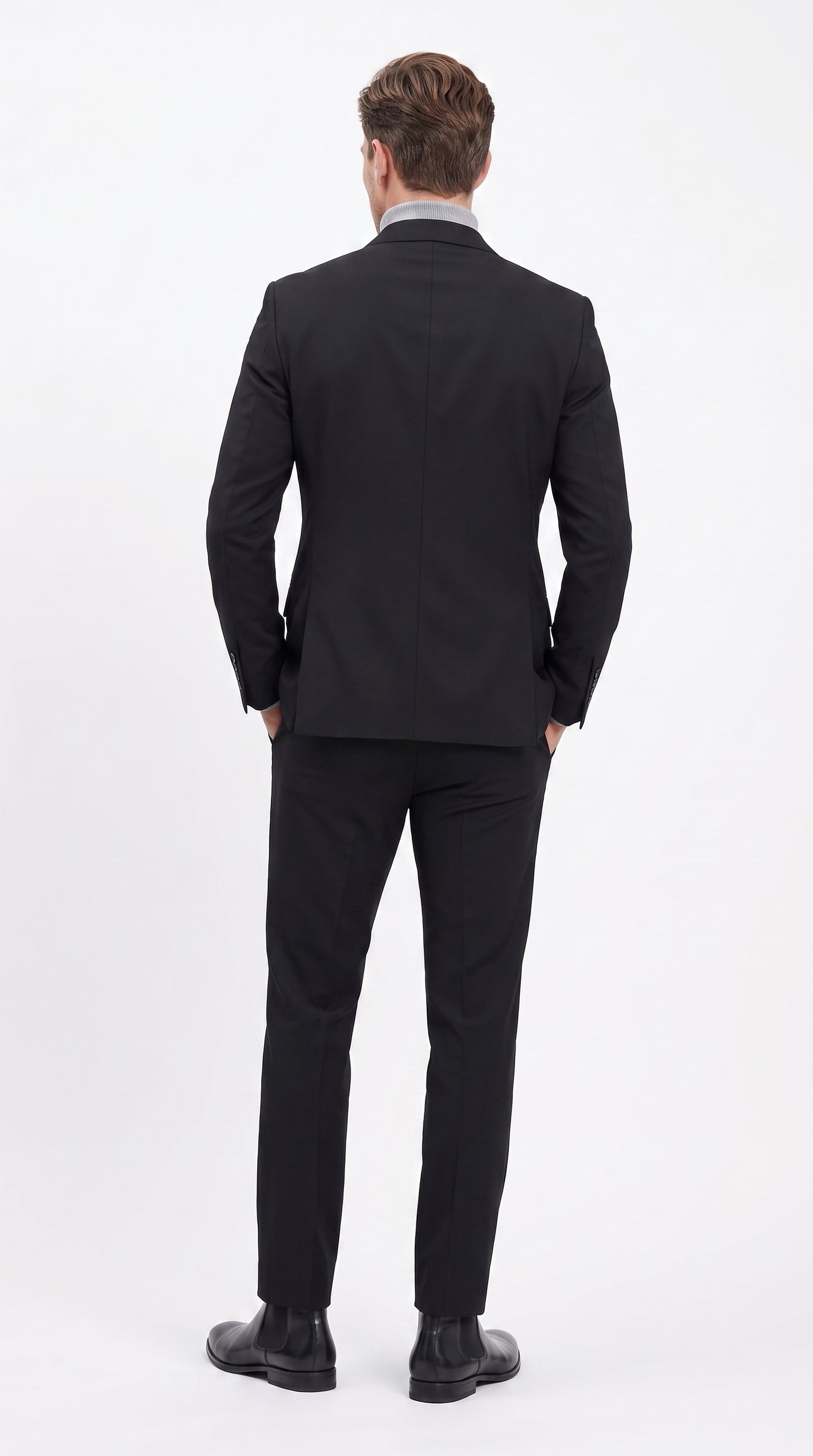 Men's Designer Stacy Adams Classic Double Breasted Suit in Black  Peak Lapel Slim fit