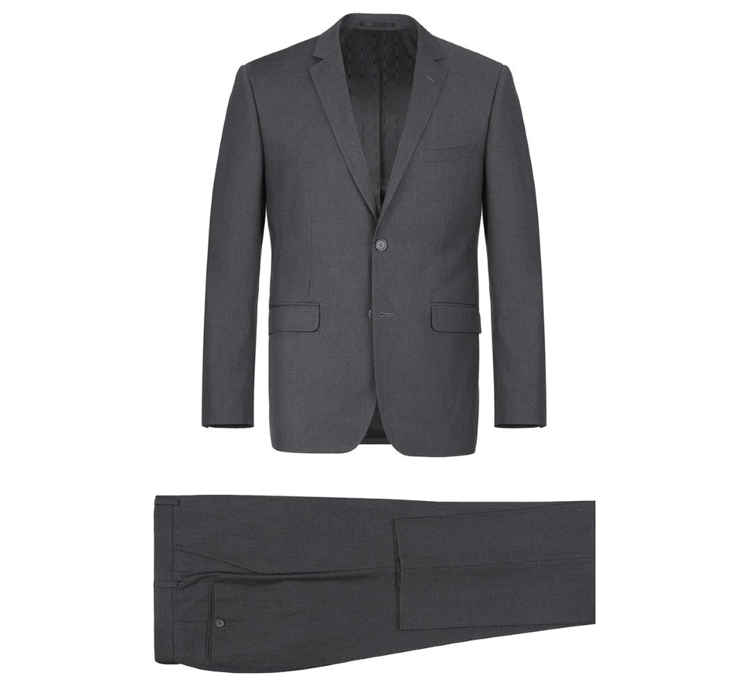 Vanderbilt Collection  - Classic 2 Piece Suit 2 Buttons Regular Fit In Charcoal Gray