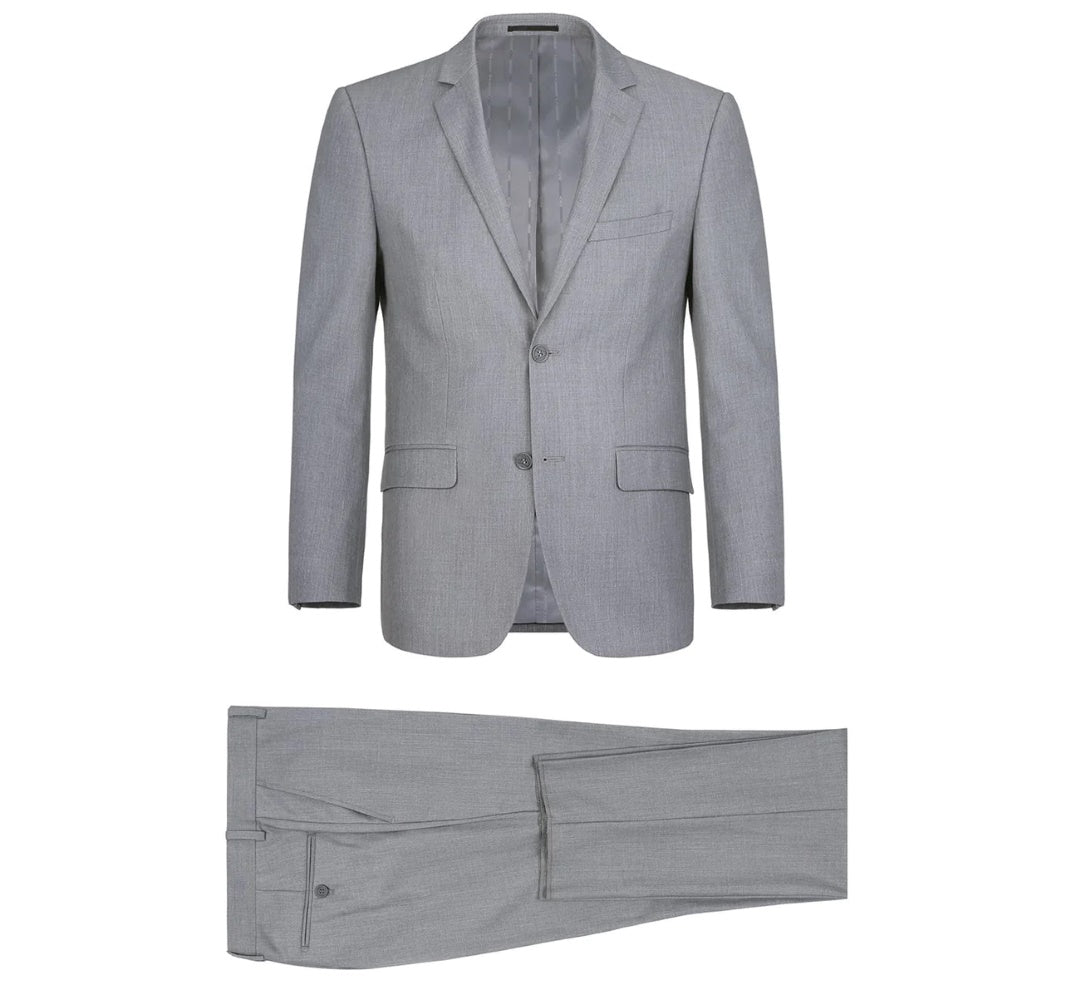 Vanderbilt Collection  - Classic 2 Piece Suit 2 Buttons Regular Fit In Light Gray