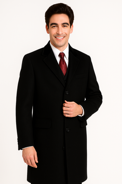 Black Cashmere Chesterfield Overcoat – 1920s Full Length Topcoat 3   - from alligatorwarehouse.com