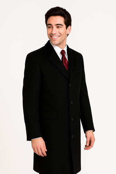 Black Cashmere Chesterfield Overcoat – 1920s Full Length Topcoat 4   - from alligatorwarehouse.com