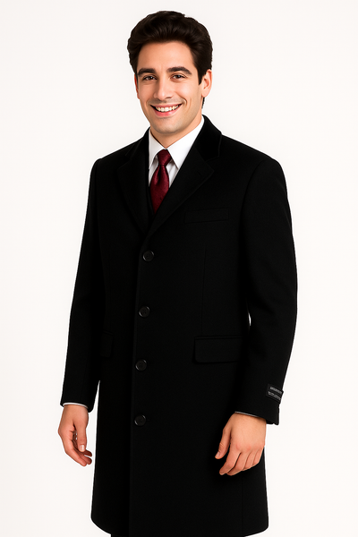 Black Cashmere Chesterfield Overcoat – 1920s Full Length Topcoat 5   - from alligatorwarehouse.com