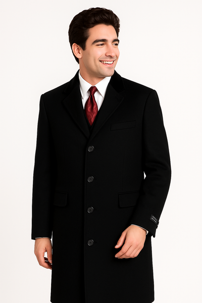 Black Cashmere Chesterfield Overcoat – 1920s Full Length Topcoat 2   - from alligatorwarehouse.com