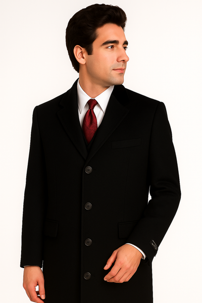 Black Cashmere Chesterfield Overcoat – 1920s Full Length Topcoat 8   - from alligatorwarehouse.com