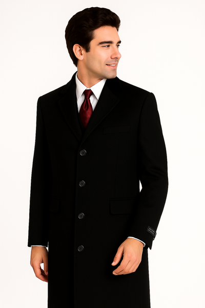 Black Cashmere Chesterfield Overcoat – 1920s Full Length Topcoat 6   - from alligatorwarehouse.com