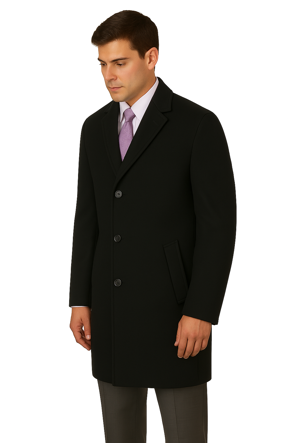 Men's Heavy Wool Overcoat – Classic Full Length Winter Topcoat