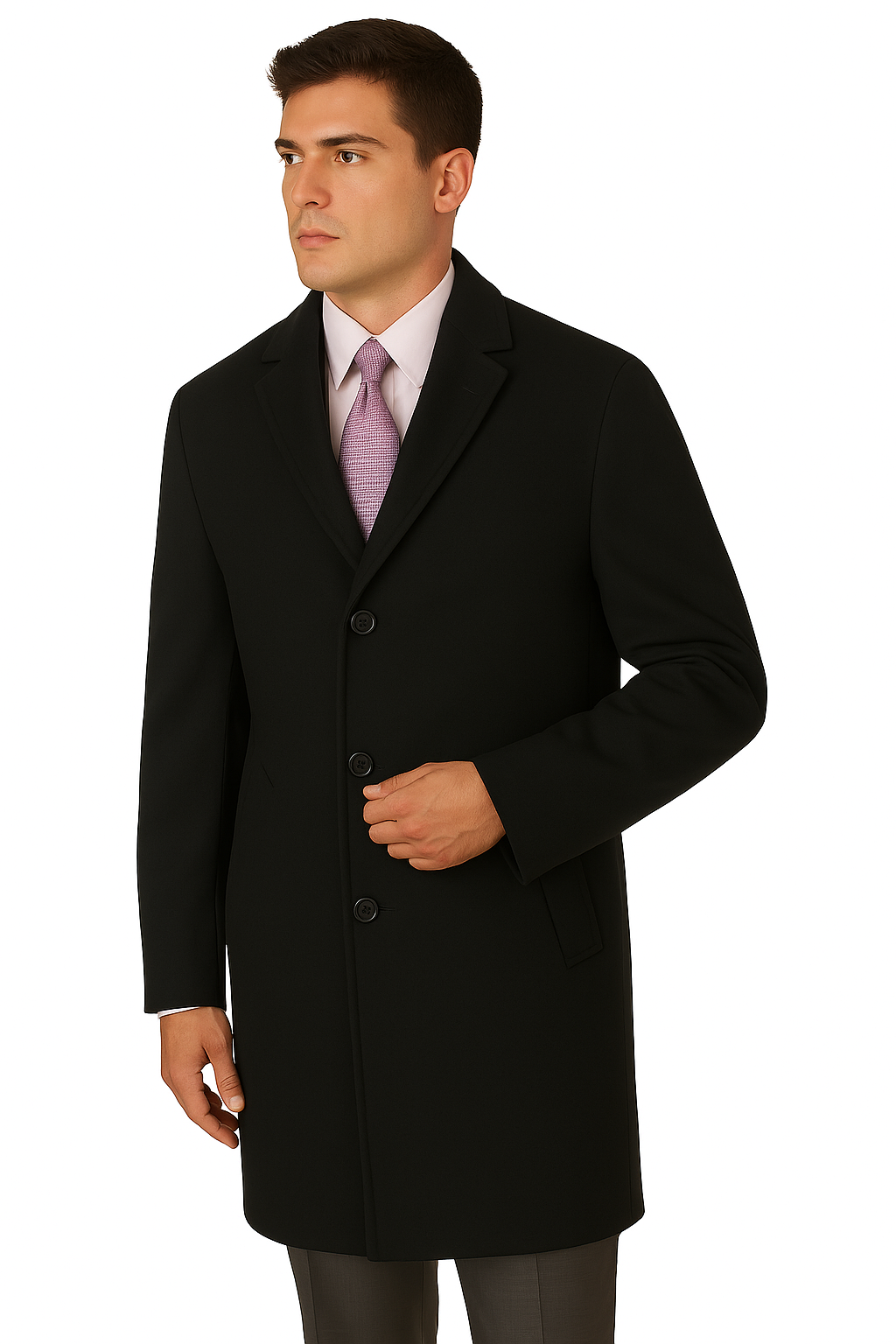 Men's Heavy Wool Overcoat – Classic Full Length Winter Topcoat