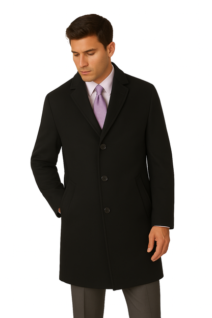 Men's Heavy Wool Overcoat – Classic Full Length Winter Topcoat