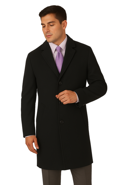 Men's Heavy Wool Overcoat – Classic Full Length Winter Topcoat