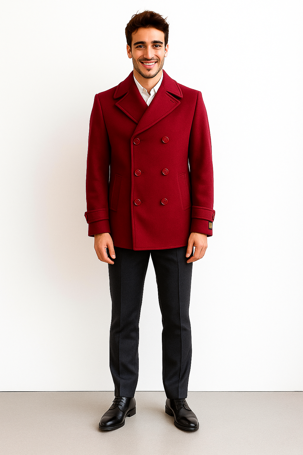 Men's Big & Tall Wool Peacoat – Classic Double Breasted Overcoat Style 4 ALB-551-4XL-BUR  - from alligatorwarehouse.com
