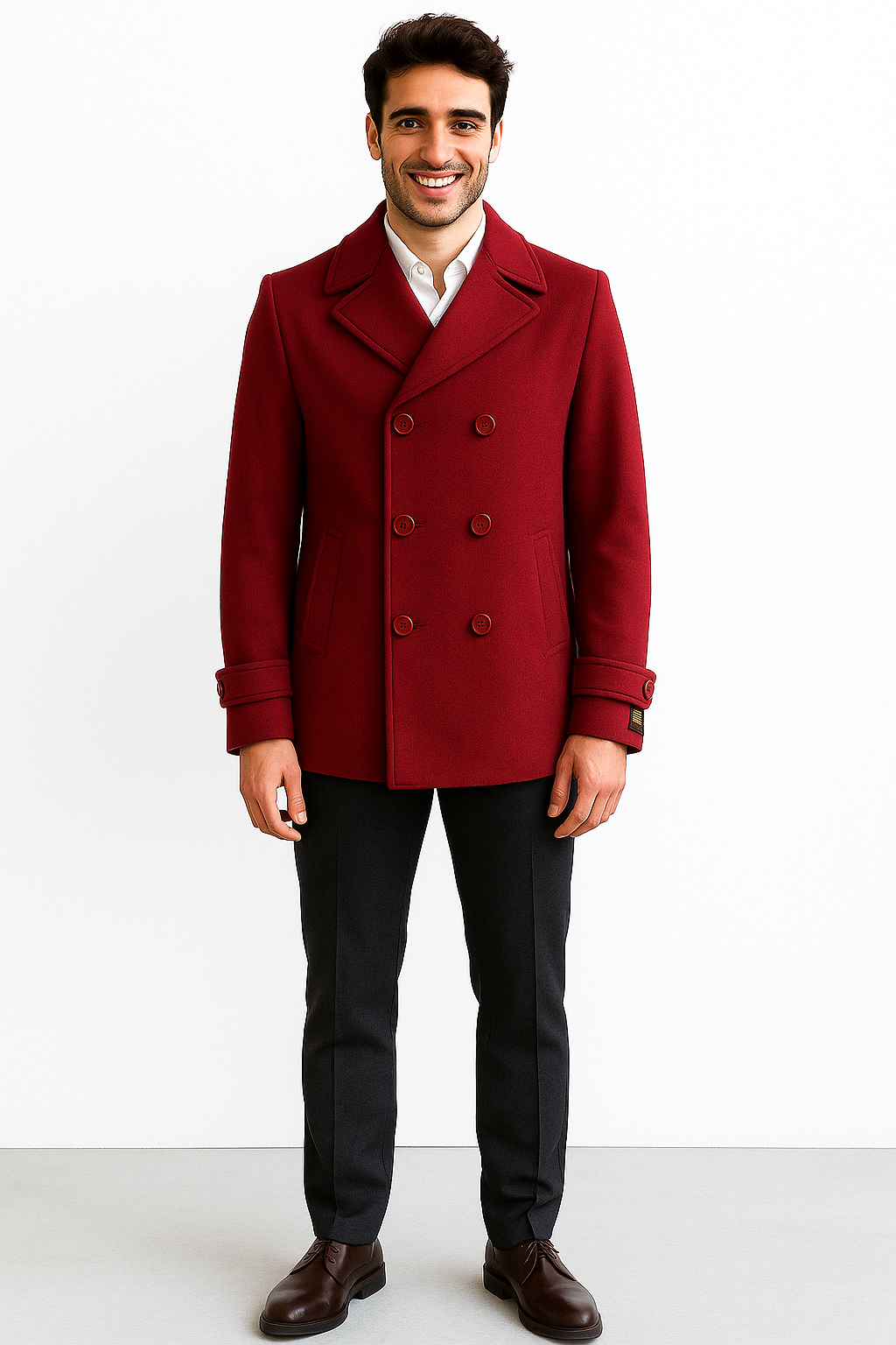 Men's Big & Tall Wool Peacoat – Classic Double Breasted Overcoat Style 8 ALB-551-4XL-BUR  - from alligatorwarehouse.com