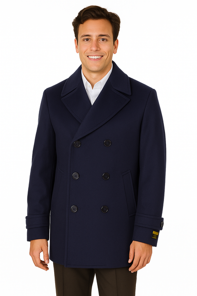 Big & Tall Men's Wool Peacoat – Classic Double Breasted Overcoat 1 ALB-553-4XL-NAV  - from alligatorwarehouse.com