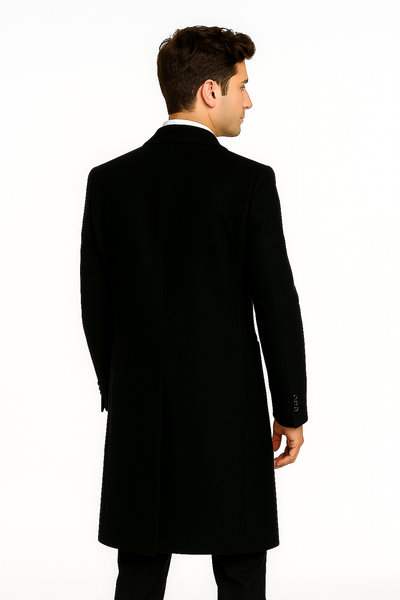 Men's Black Wool Overcoat – 3 Button Ankle Length Winter Dress Coat 2   - from alligatorwarehouse.com