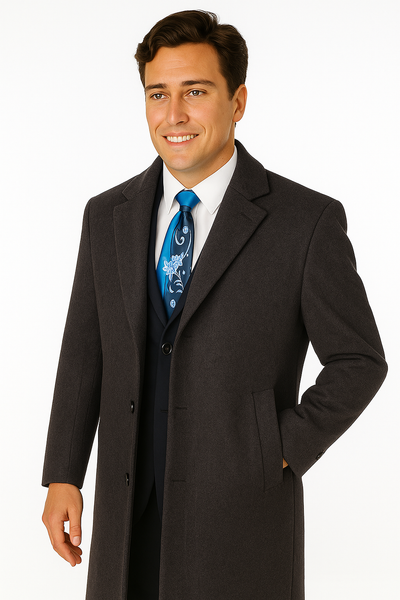 Men's Charcoal Grey Wool & Cashmere Overcoat – Classic Full Length 4 SO1CL48-Cha-S  - from alligatorwarehouse.com