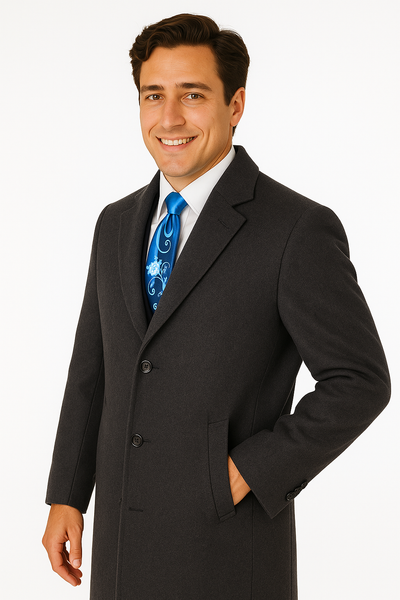 Men's Charcoal Grey Wool & Cashmere Overcoat – Classic Full Length 6 SO1CL48-Cha-S  - from alligatorwarehouse.com