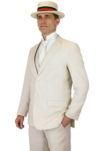 Riverdale Linen Coat - Natural | Crisp 3-Piece Linen Suit for Summer 4   - from alligatorwarehouse.com
