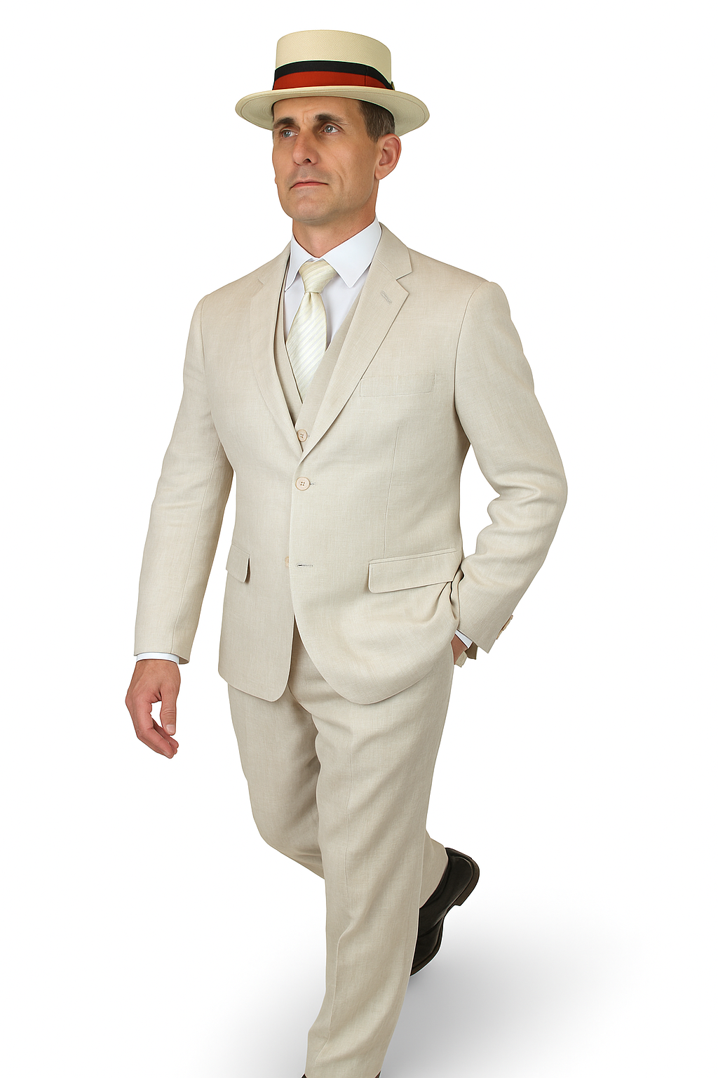 Riverdale Linen Coat - Natural | Crisp 3-Piece Linen Suit for Summer 5   - from alligatorwarehouse.com