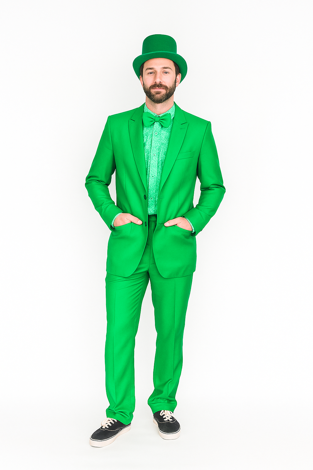 Vibrant Green Costume Suit with Matching Hat – Bold Party & Event Wear