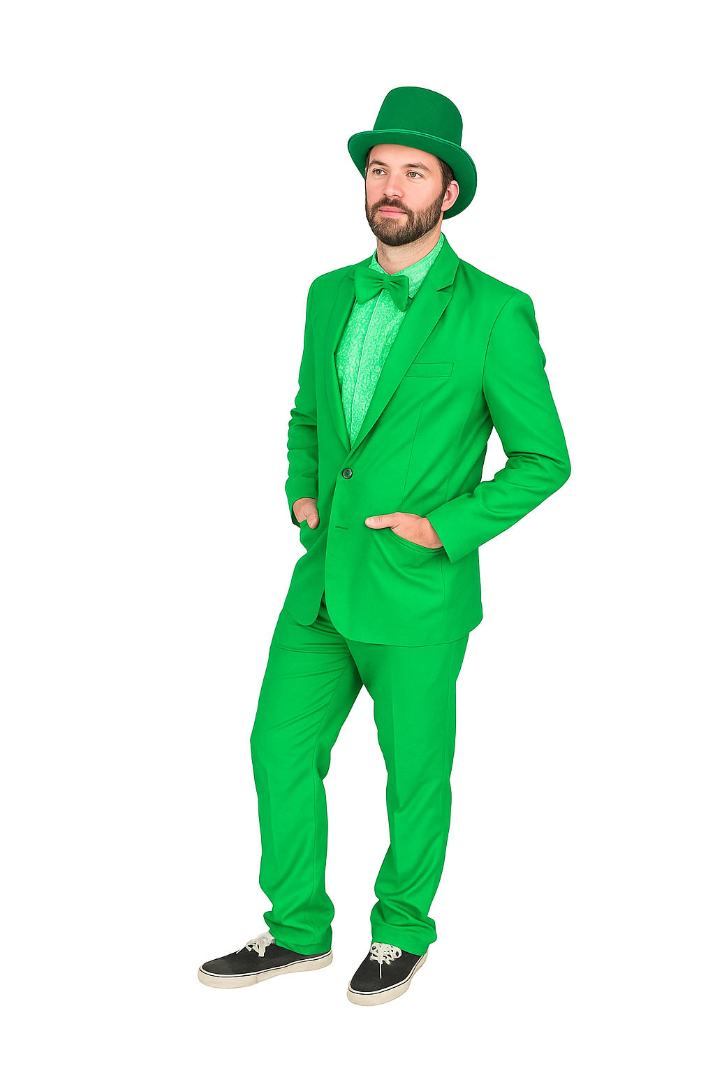 Vibrant Green Costume Suit with Matching Hat – Bold Party & Event Wear