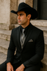 Men’s Black Western Tuxedo with Silver Vest & Cowboy Hat – Slim Fit 9   - from alligatorwarehouse.com