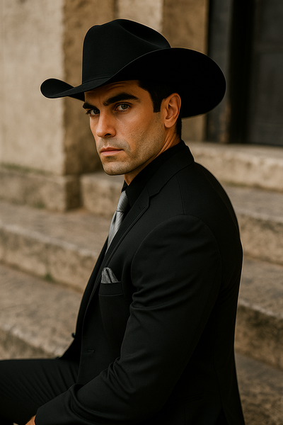 Men’s Black Western Tuxedo with Silver Vest & Cowboy Hat – Slim Fit 2   - from alligatorwarehouse.com