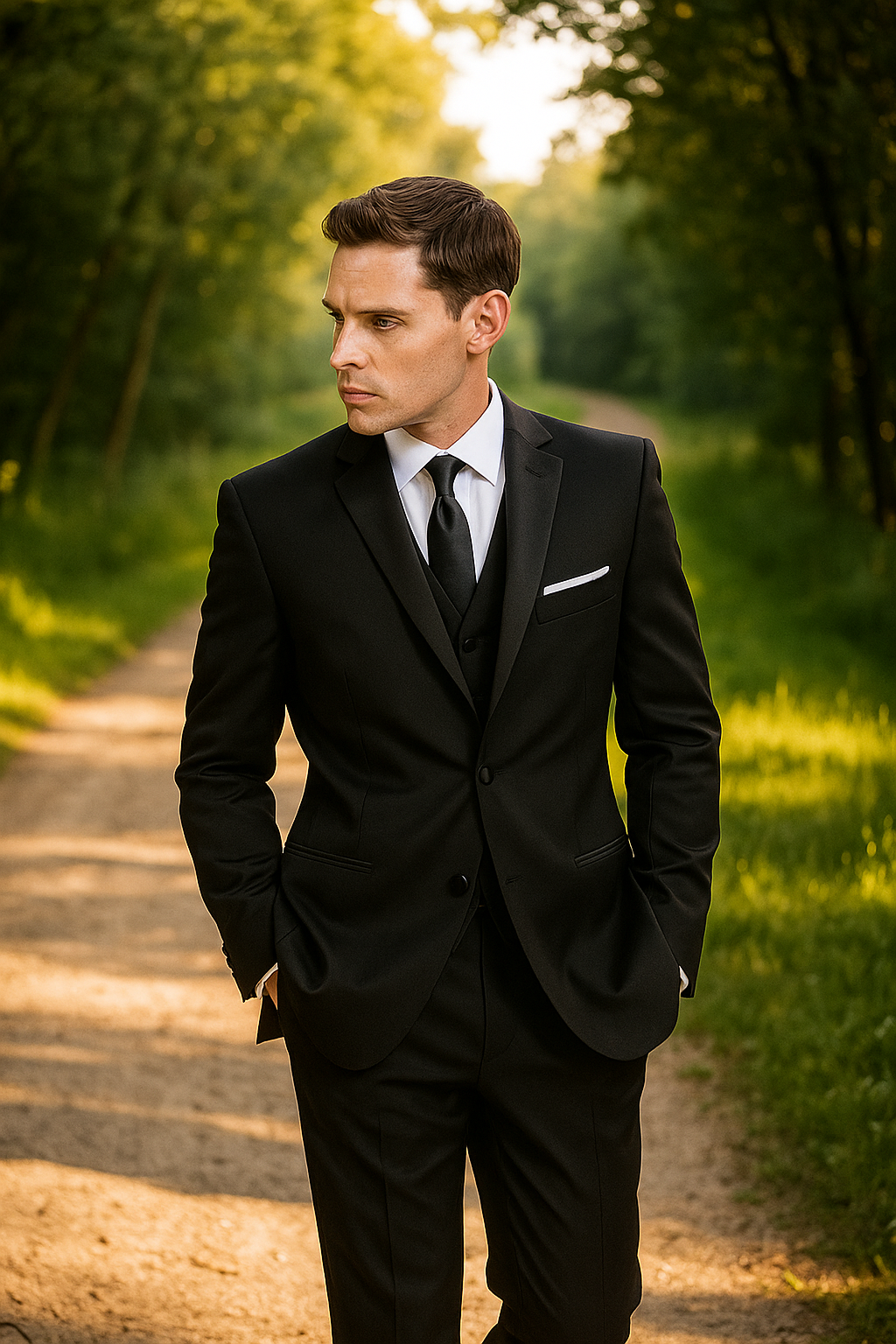 Mantoni Black Wool 2-button 2-Piece Tuxedo