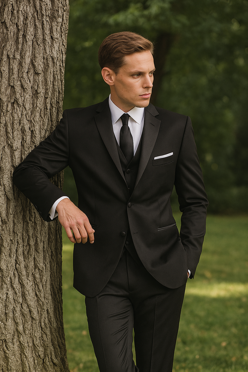 Mantoni Black Wool 2-button 2-Piece Tuxedo