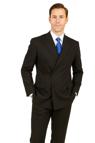 Giorgio Fiorelli Double-Breast Black Stripe Suit 1   - from alligatorwarehouse.com