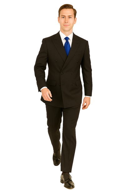 Giorgio Fiorelli Double-Breast Black Stripe Suit