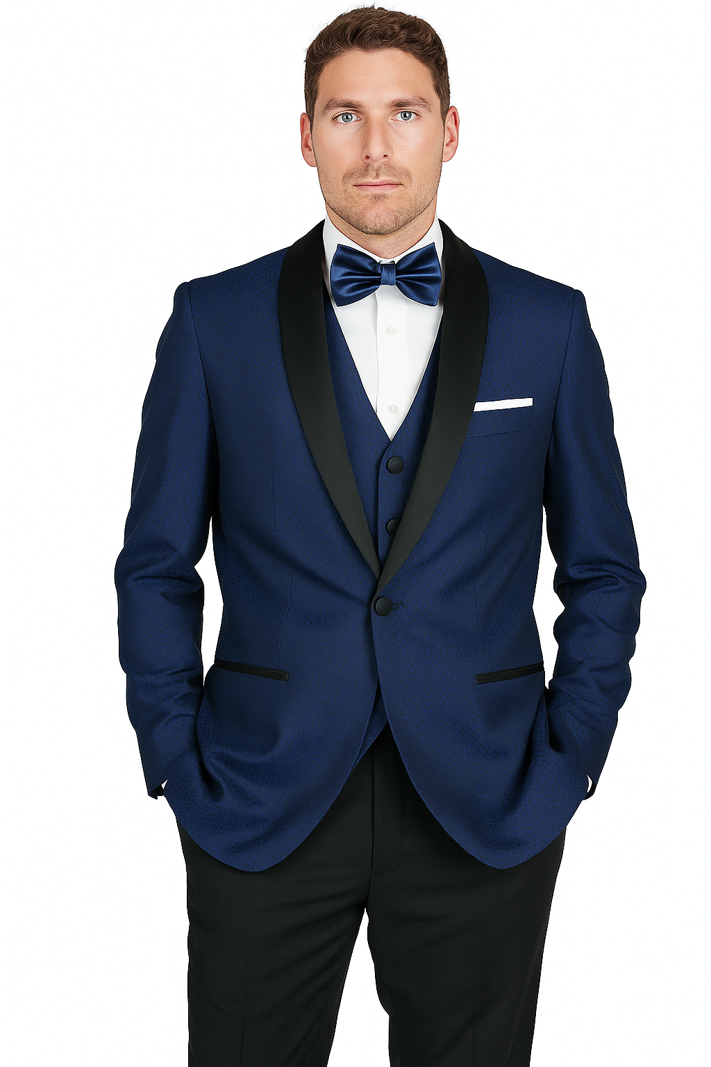 Arlan French-Blue Tuxedo with One Button 5   - from alligatorwarehouse.com