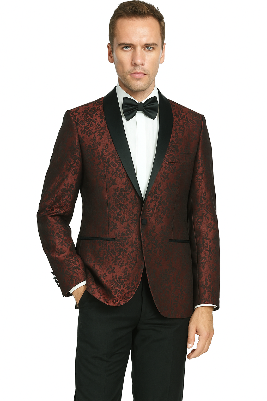 Shawl Paisly Tuxedo by Giorgio Fiorelli in Burgundy, Gray, Blue 4   - from alligatorwarehouse.com