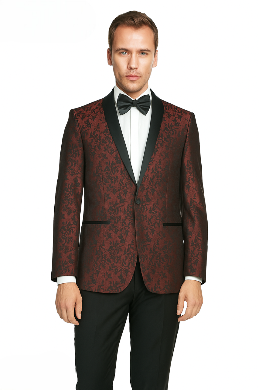Shawl Paisly Tuxedo by Giorgio Fiorelli in Burgundy, Gray, Blue 5   - from alligatorwarehouse.com