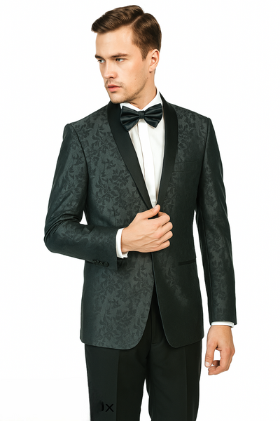 Shawl Jacquard Tuxedo by Giorgio Fiorelli in Burgundy, Gray 13   - from alligatorwarehouse.com