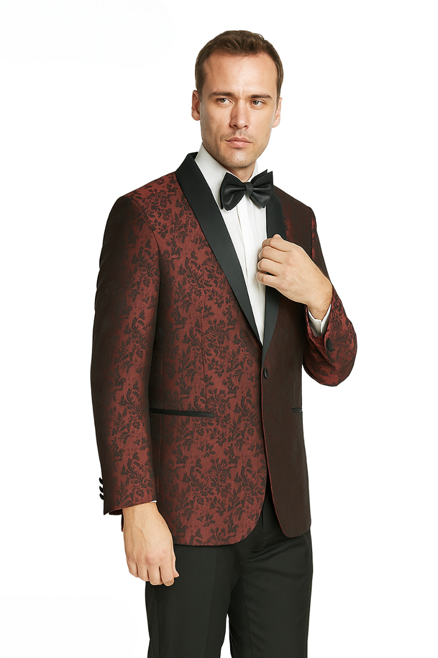 Shawl Paisly Tuxedo by Giorgio Fiorelli in Burgundy, Gray, Blue 3   - from alligatorwarehouse.com