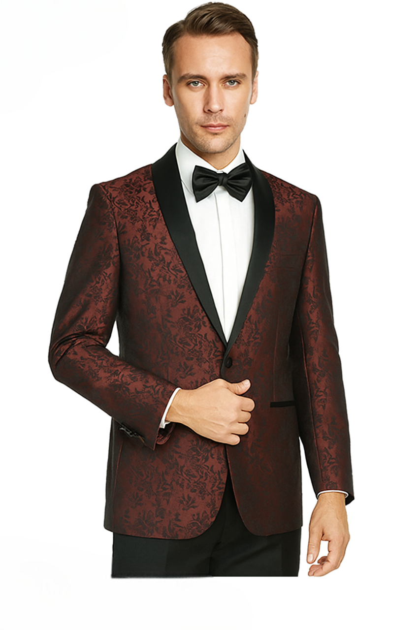 Shawl Paisly Tuxedo by Giorgio Fiorelli in Burgundy, Gray, Blue 2   - from alligatorwarehouse.com