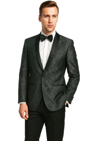 Shawl Jacquard Tuxedo by Giorgio Fiorelli in Burgundy, Gray 14   - from alligatorwarehouse.com