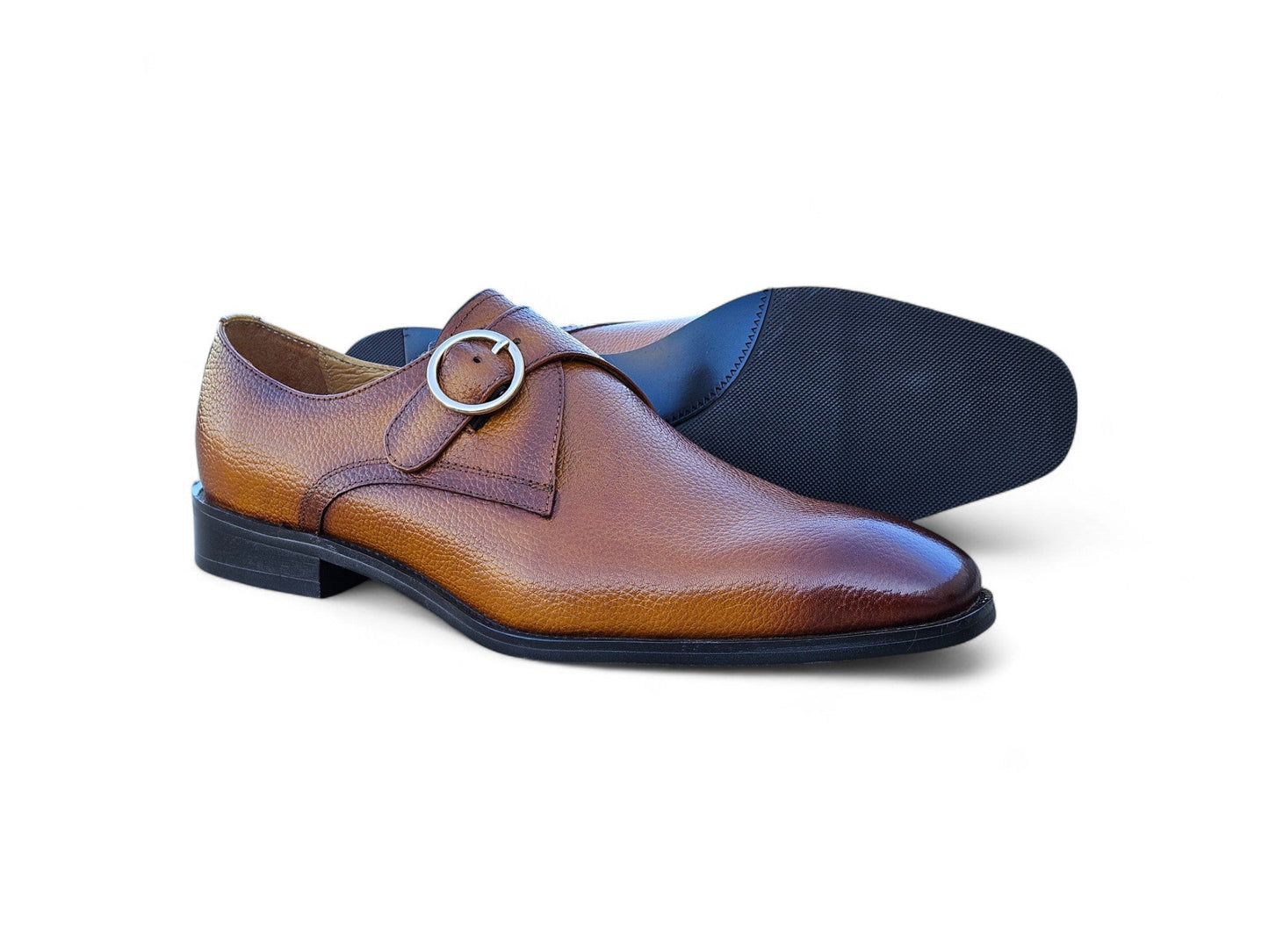 Single Monk Strap Plain Toe Shoes