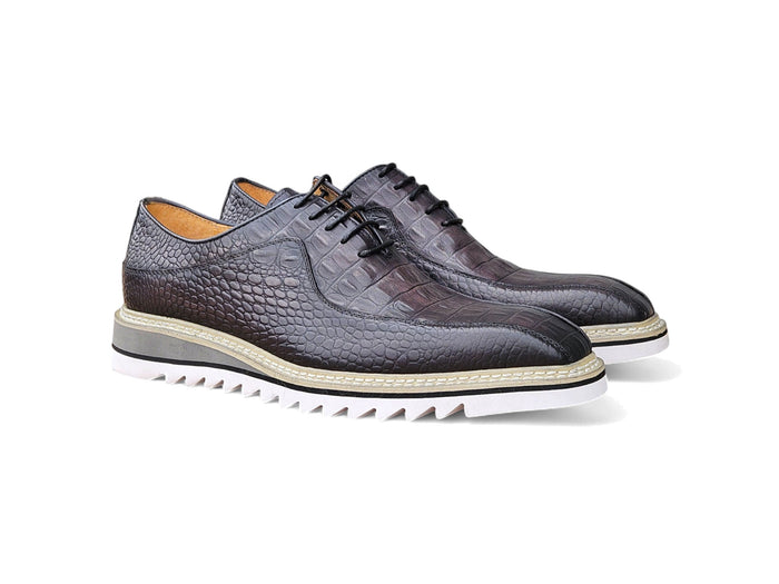 Carrucci Alligator Embossed Leather Derby