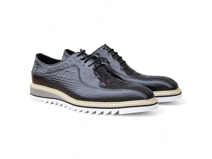 Carrucci Alligator Embossed Leather Derby