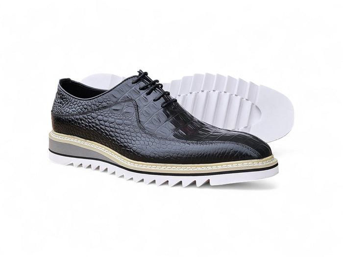 Carrucci Alligator Embossed Leather Derby