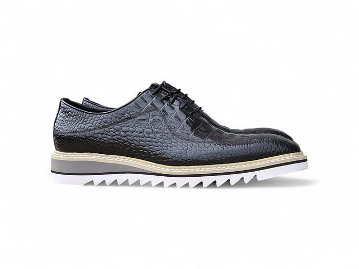 Carrucci Alligator Embossed Leather Derby
