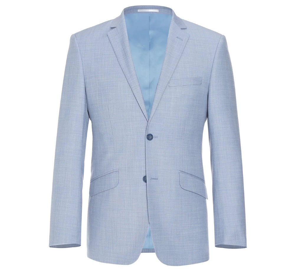 Men's Light Blue 2-Piece Slim Fit Single Breasted Notch Lapel Suit