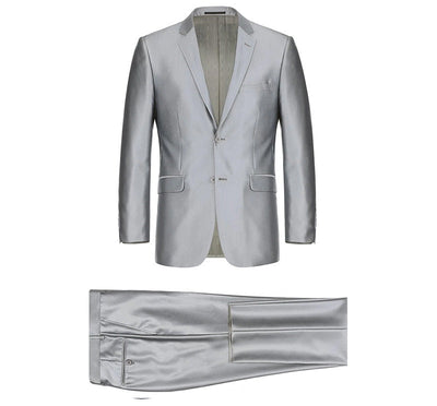 Gray Slim Fit Sharkskin Italian Styled 2 Piece Suit 7 SO6207-2-SLIM  - from alligatorwarehouse.com
