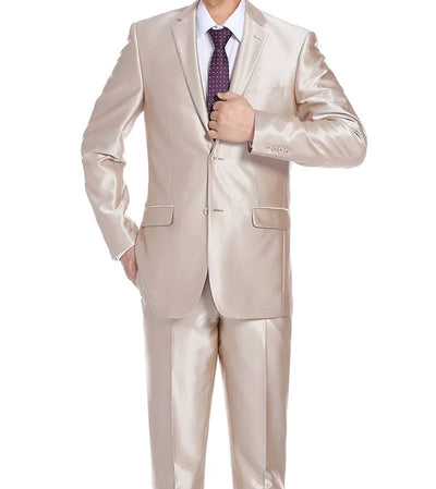Beige Regular Fit Sharkskin Italian Styled 2 Piece Suit 2 SO6207-3-CLASSIC  - from alligatorwarehouse.com