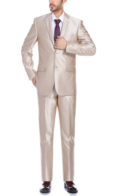 Beige Slim Fit Sharkskin Italian Styled 2 Piece Suit 1 SO6207-3-SLIM  - from alligatorwarehouse.com