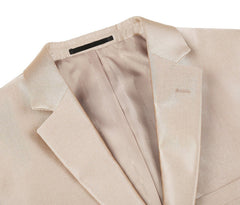 Beige Slim Fit Sharkskin Italian Styled 2 Piece Suit