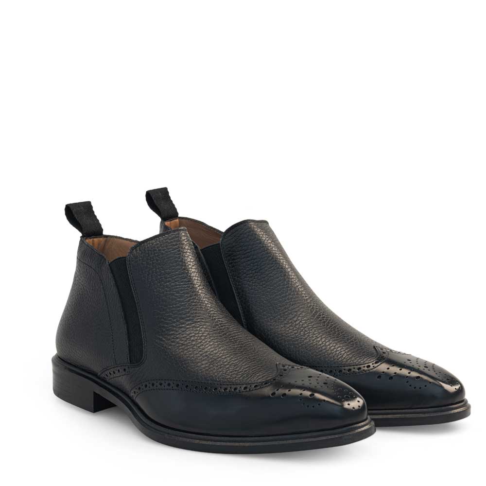 Mezlan Wing Tip Demi-Boot Black (21455)